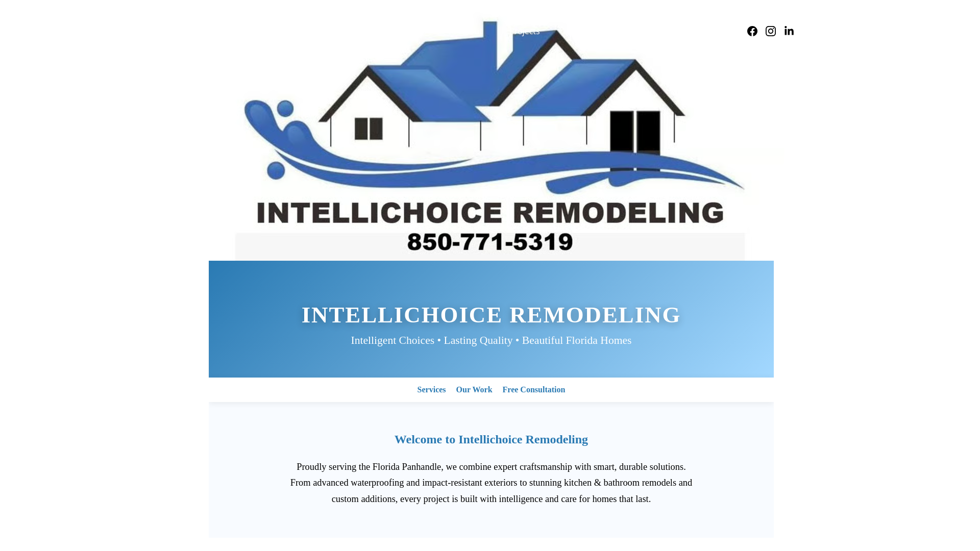 website screenshot of https://intellichoiceremodeling.com
