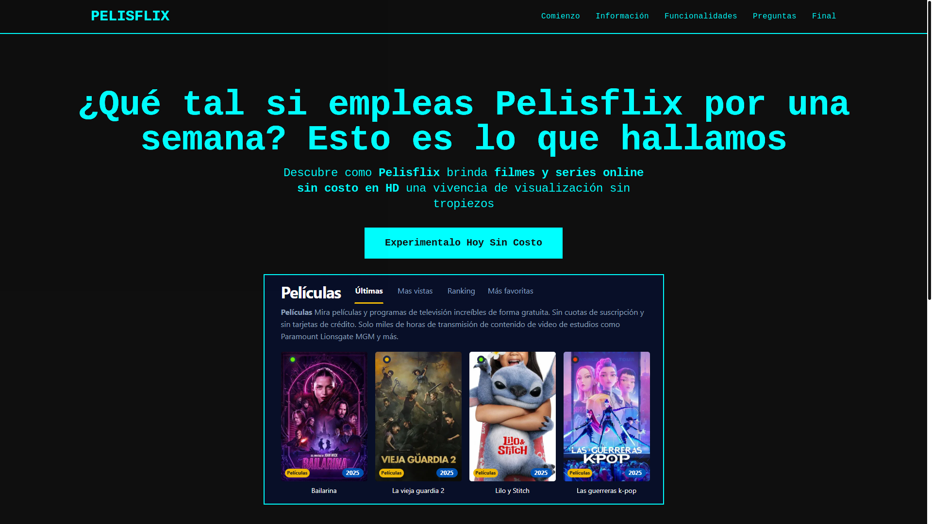 website screenshot of https://pelisflix-1hxa.pages.dev/