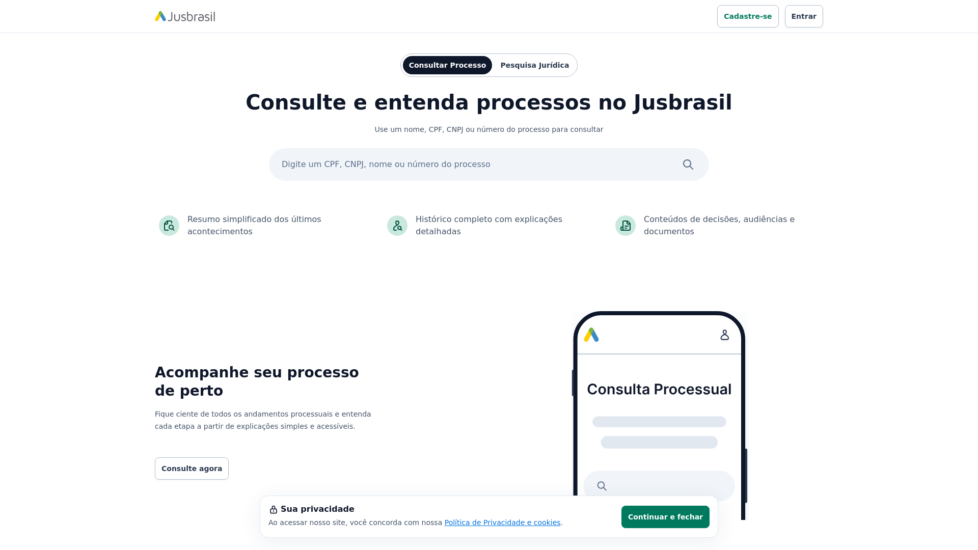 website screenshot of https://www.jusbrasil.com.br