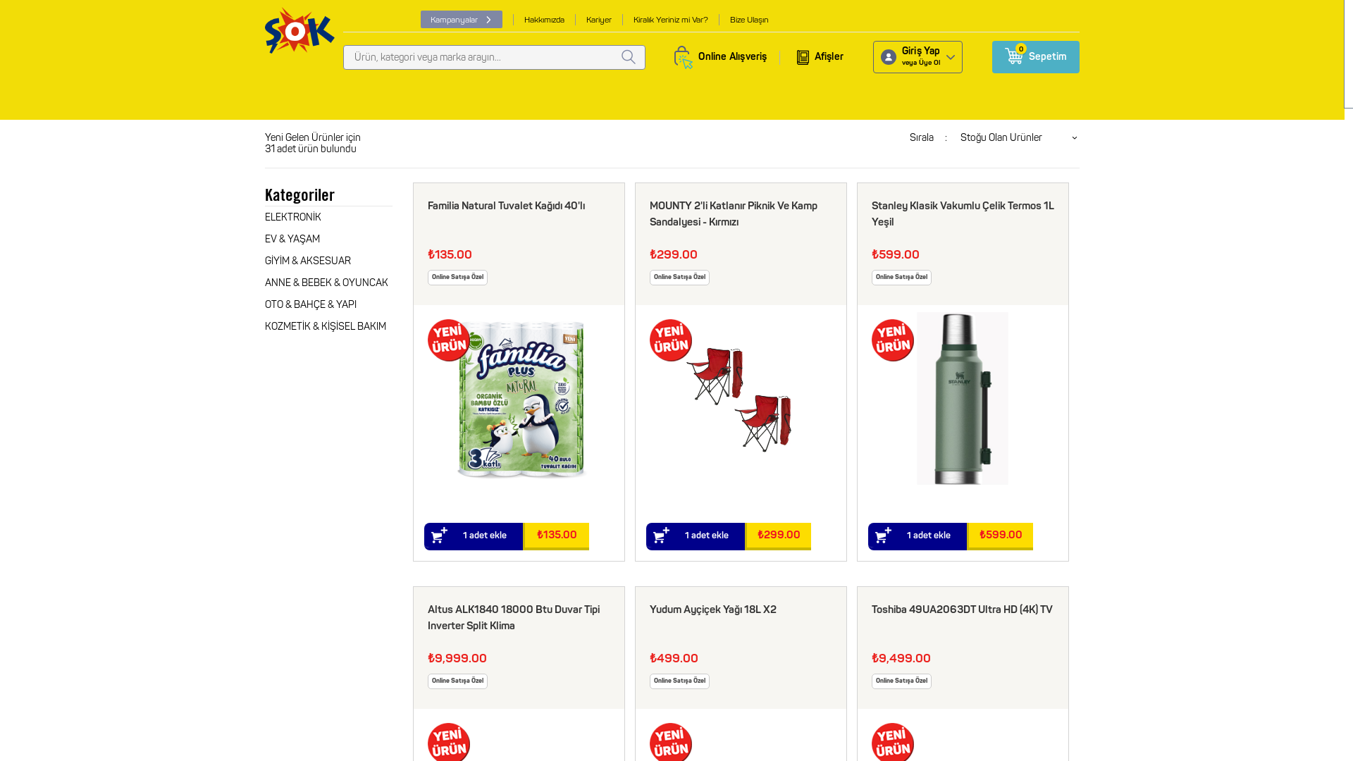 website screenshot of https://ceptesokfirsatlindirimler.com/