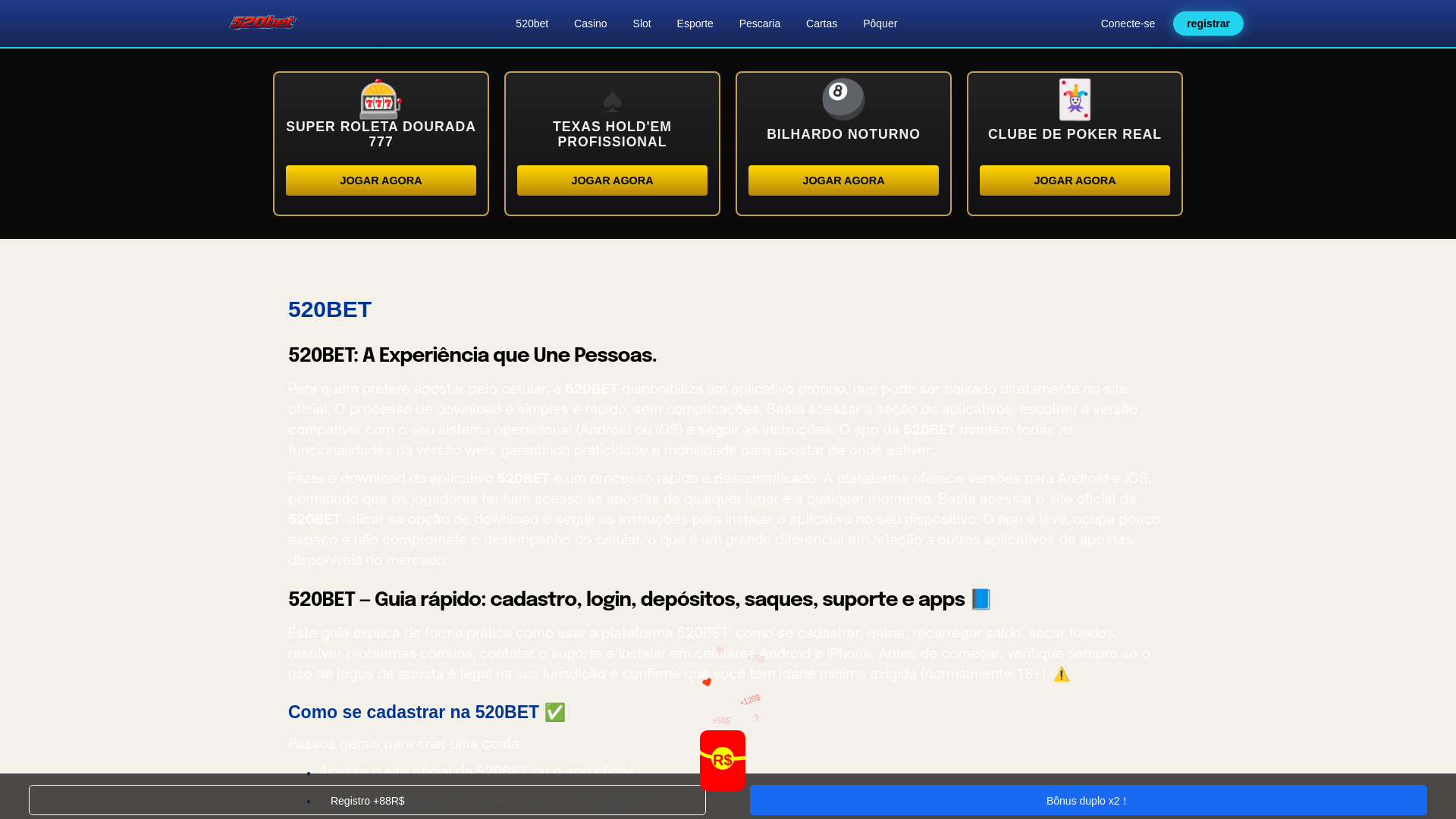 website screenshot of https://520betbr.com