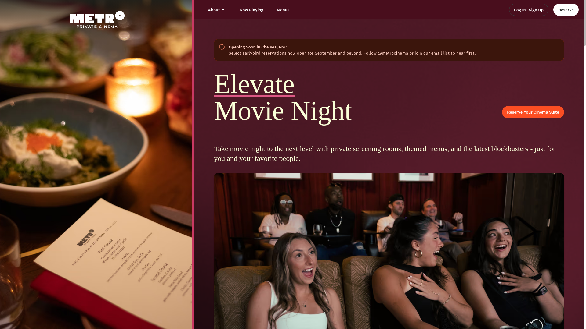website screenshot of https://metroprivatecinema.org/