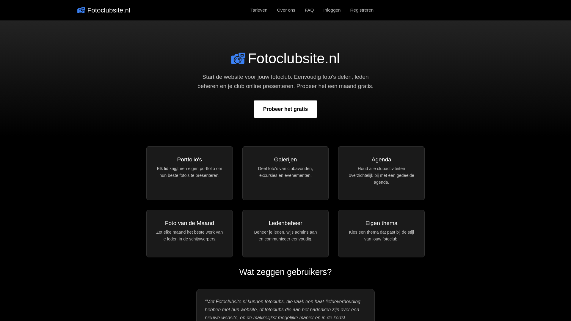 website screenshot of https://fotoclubsite.be/