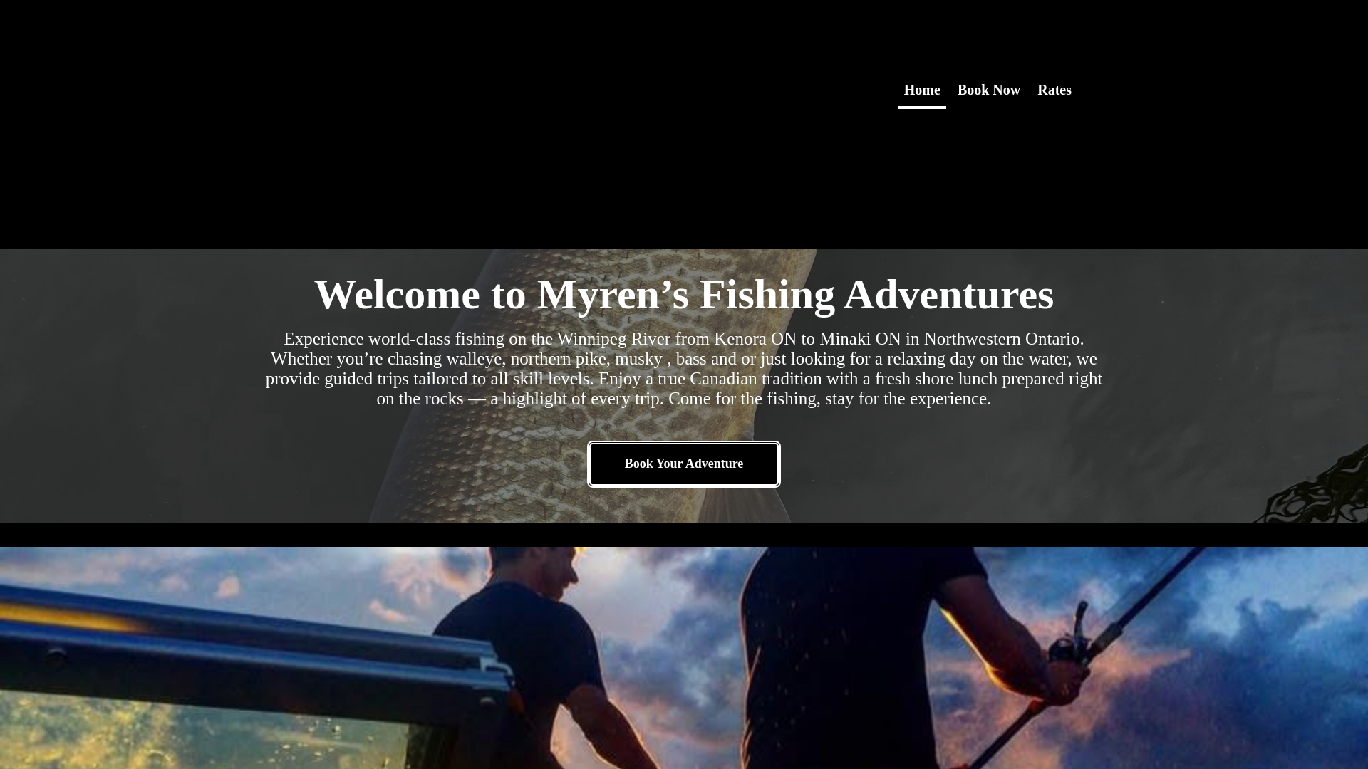 website screenshot of https://myrensfishingadventures.ca
