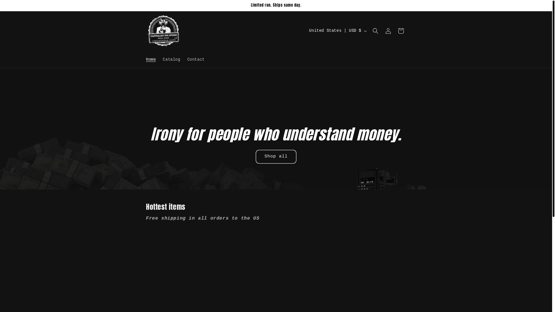 website screenshot of https://capitalistpigstore.com/