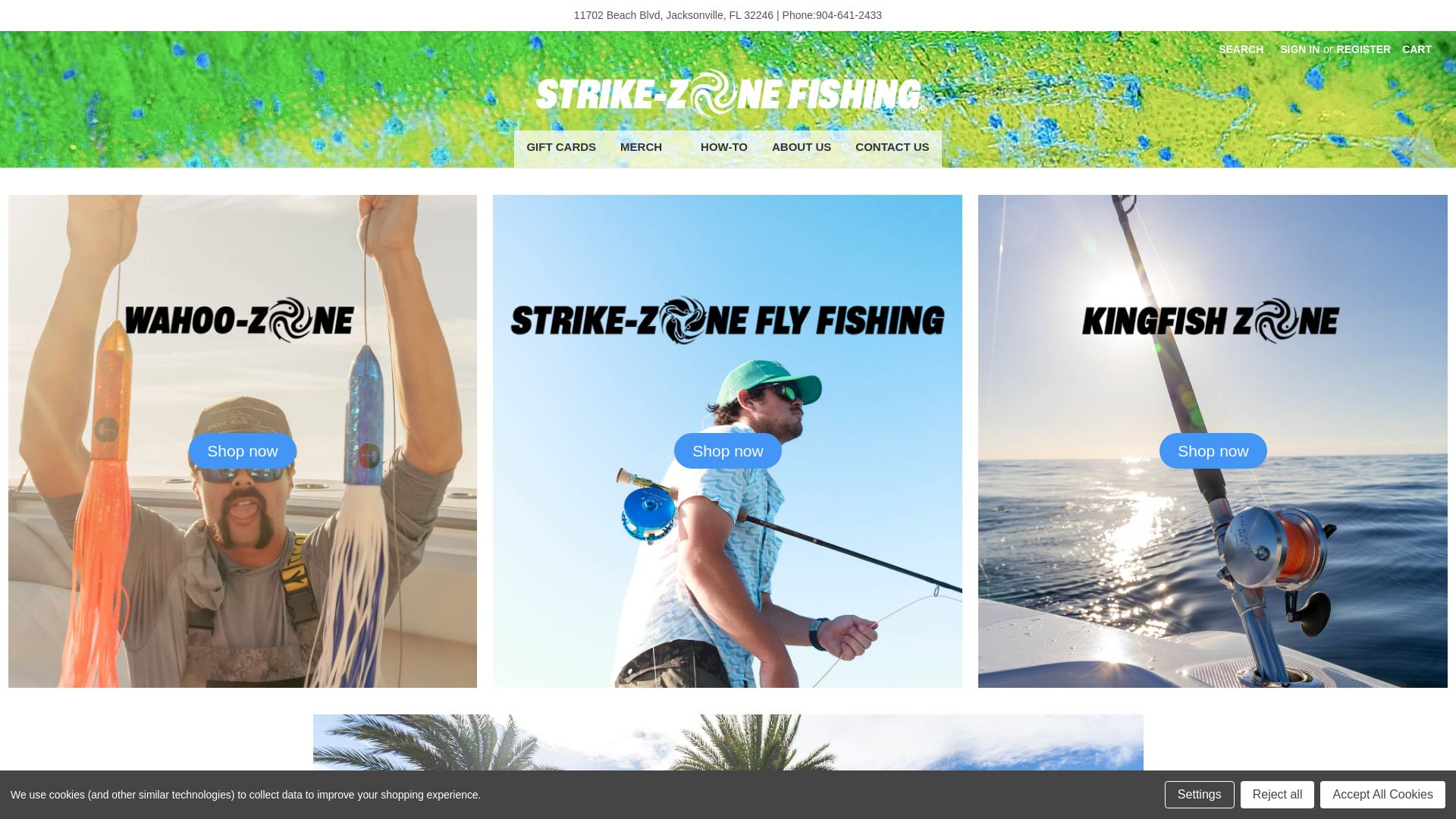 website screenshot of https://strike-zonefishing.com/