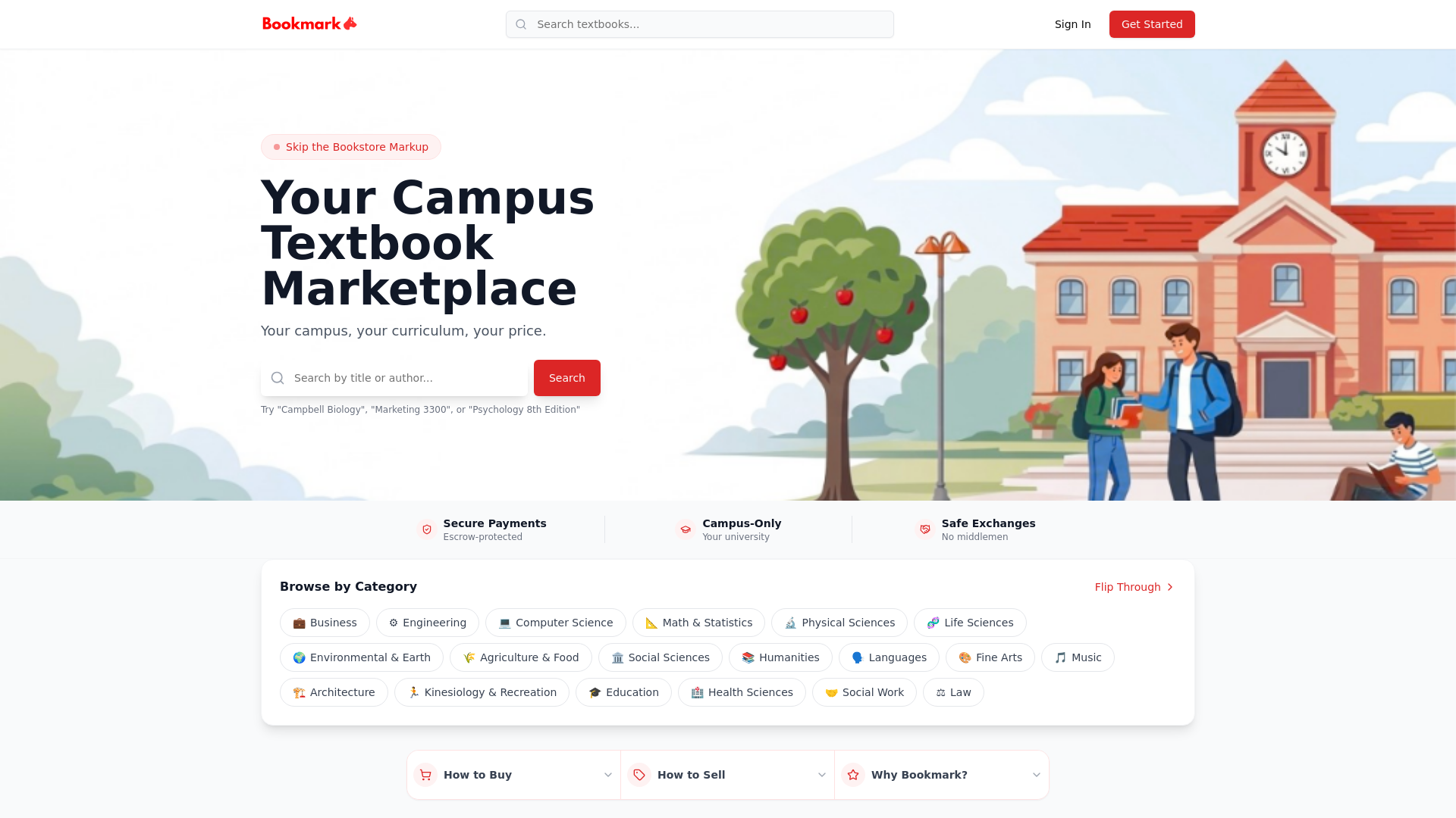 website screenshot of https://mybookmark.ca/