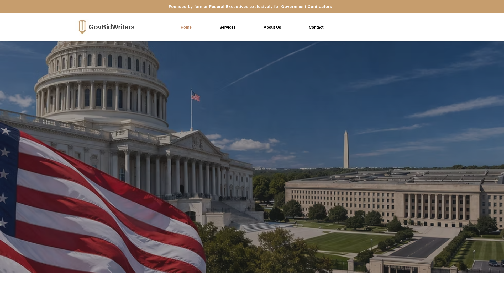 website screenshot of https://govbidwriters.net