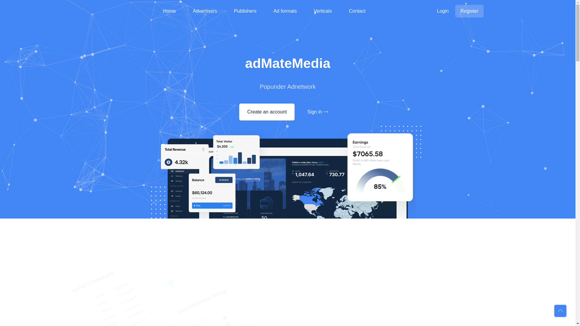 website screenshot of https://admatemedia.com/
