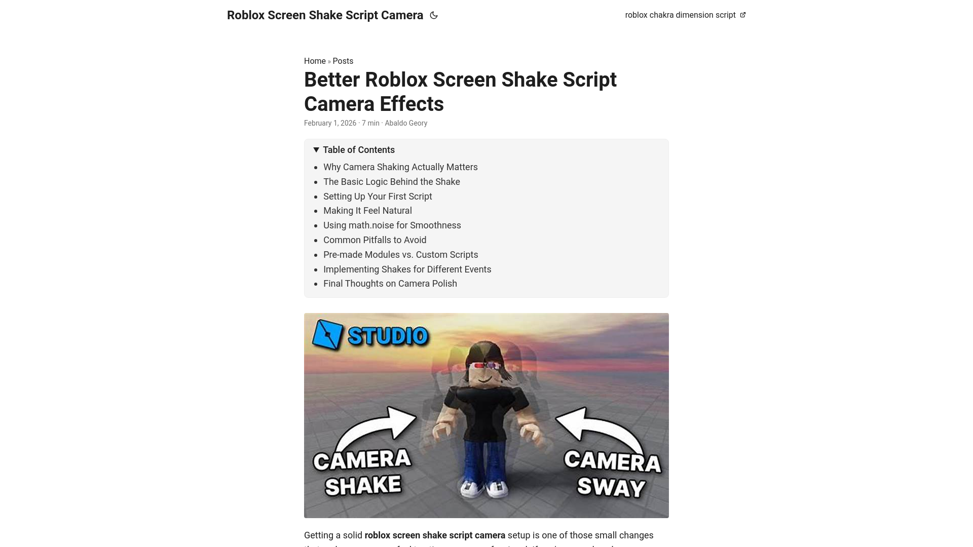 website screenshot of https://roblox-screen-shake-script-camera.pages.dev/