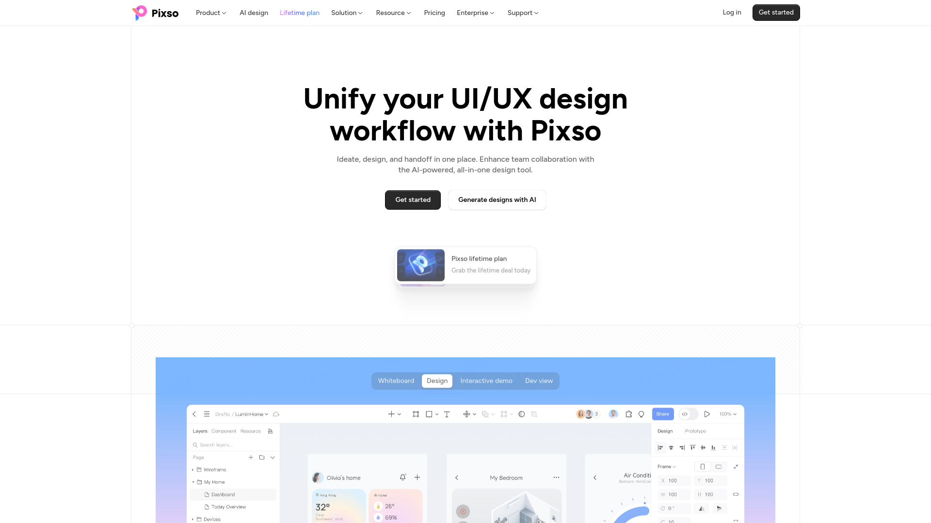 website screenshot of https://pixso.net