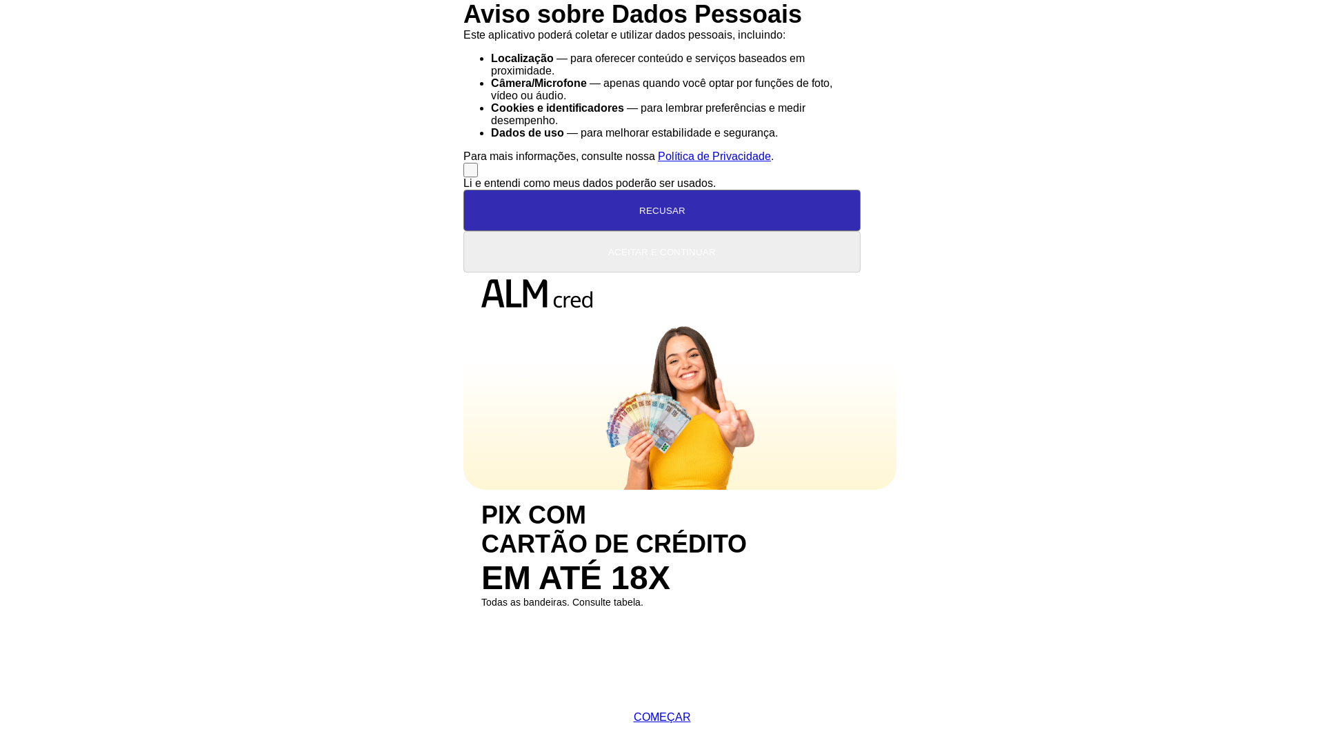 website screenshot of https://webapp-almcred-com-br.pages.dev/