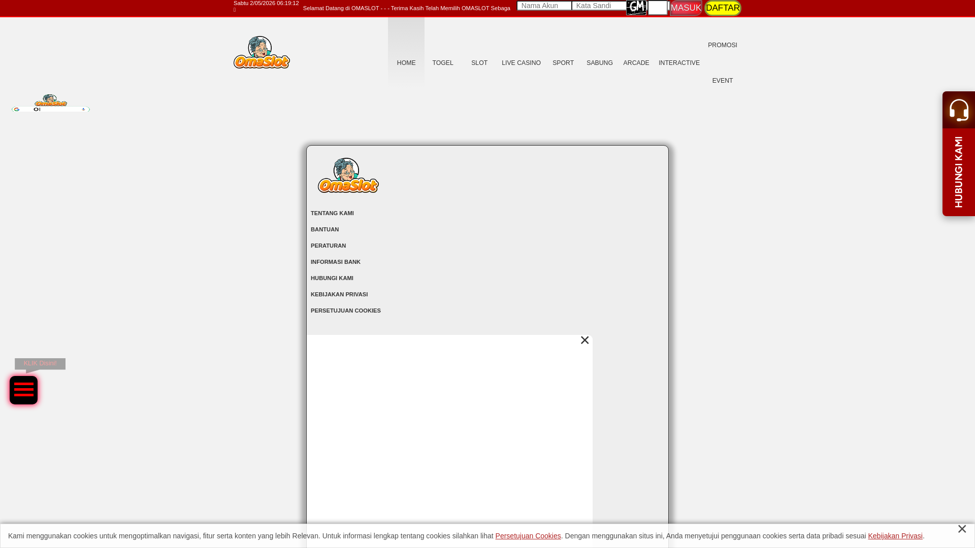 website screenshot of https://omaslotter88.online/