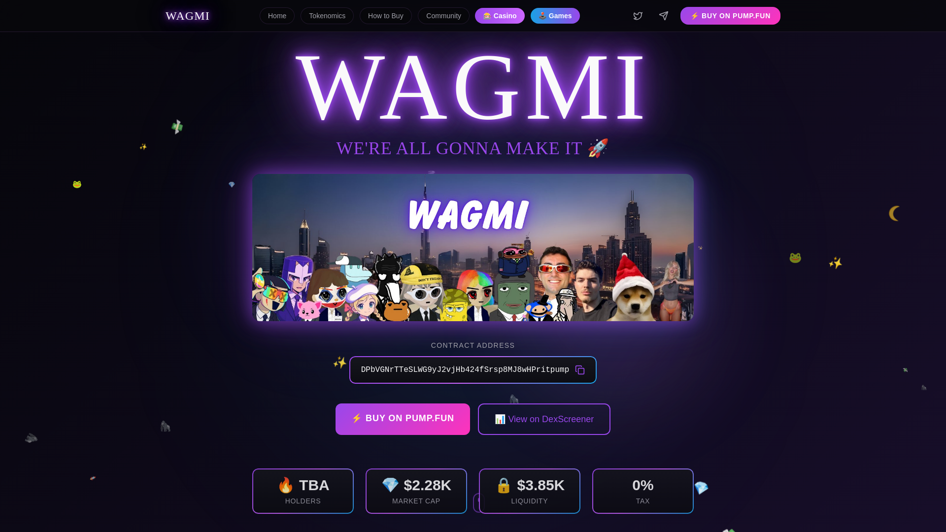 website screenshot of https://wagmilife.fun/