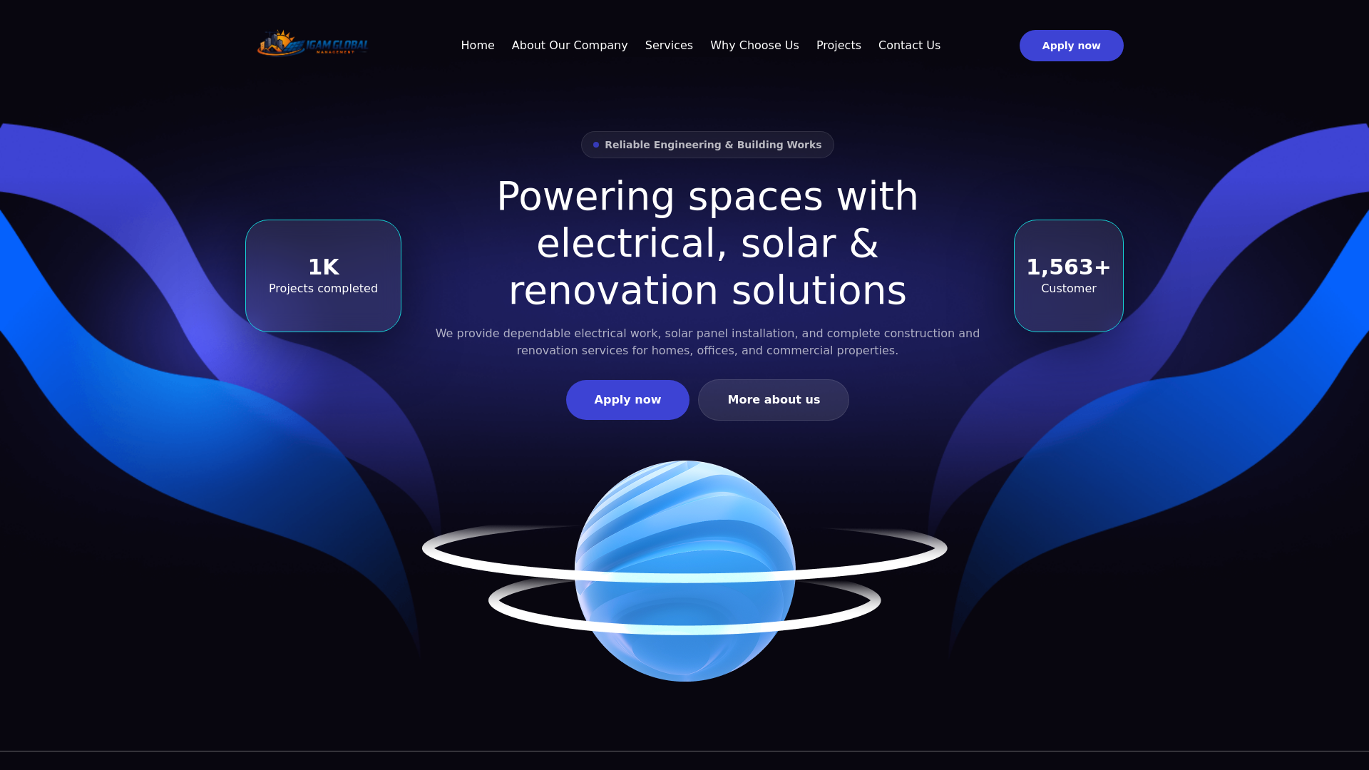 website screenshot of https://igamglobalmanagement.com/