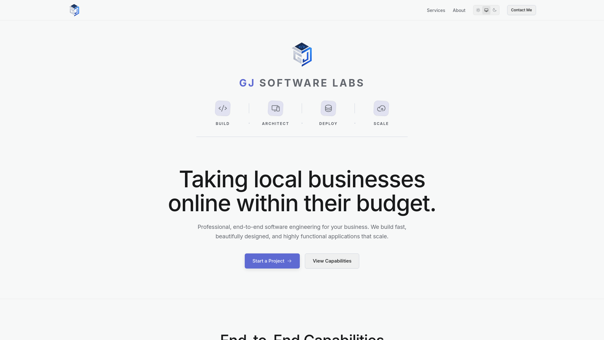 website screenshot of https://gjsoftwarelabs.com/