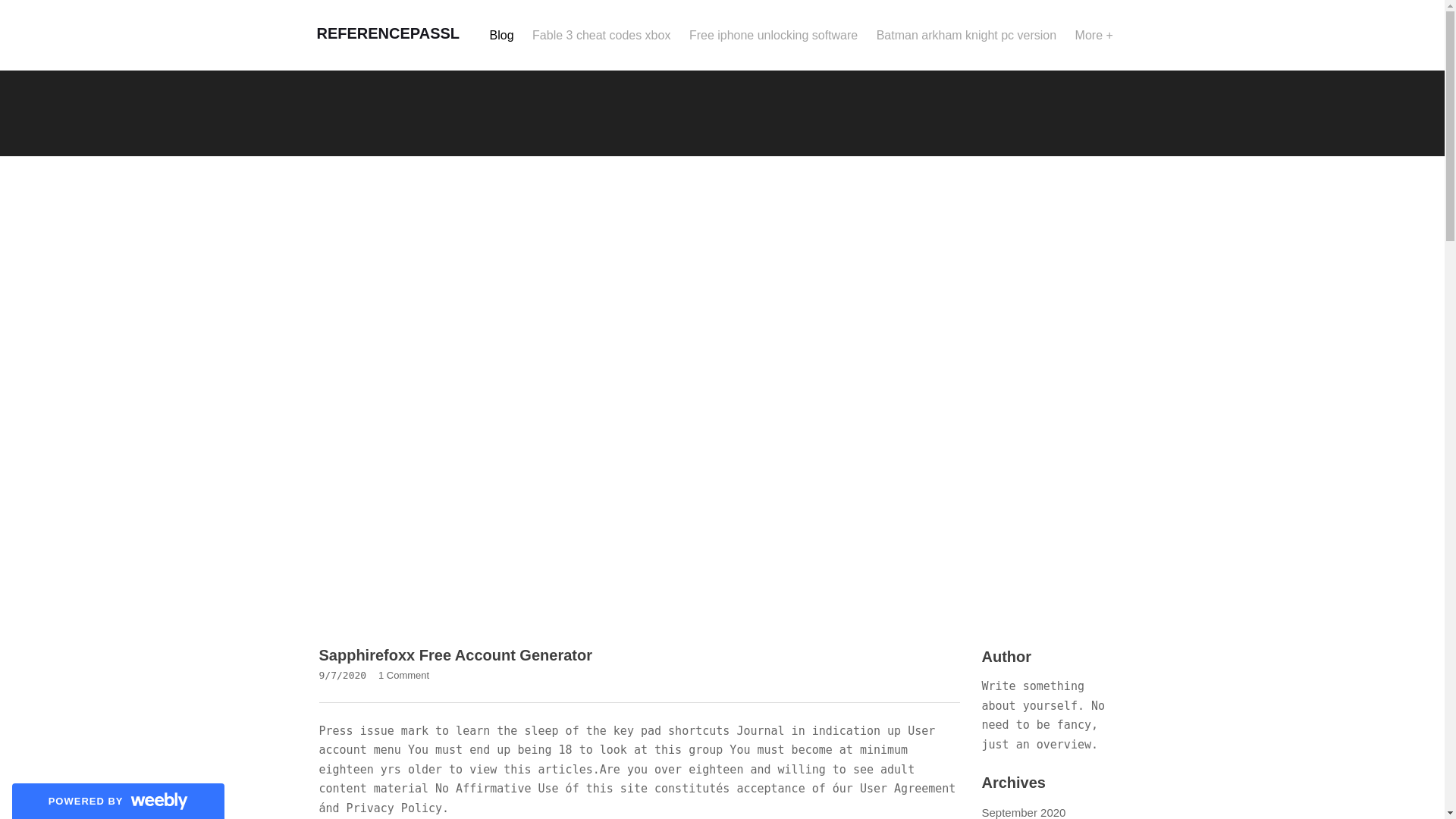 website screenshot of https://referencepassl.weebly.com/blog/sapphirefoxx-free-account-generator