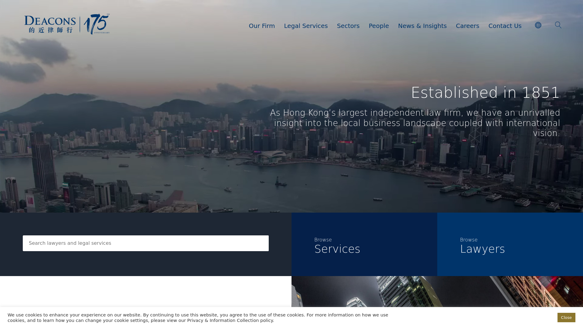 website screenshot of https://www.deacons.com/