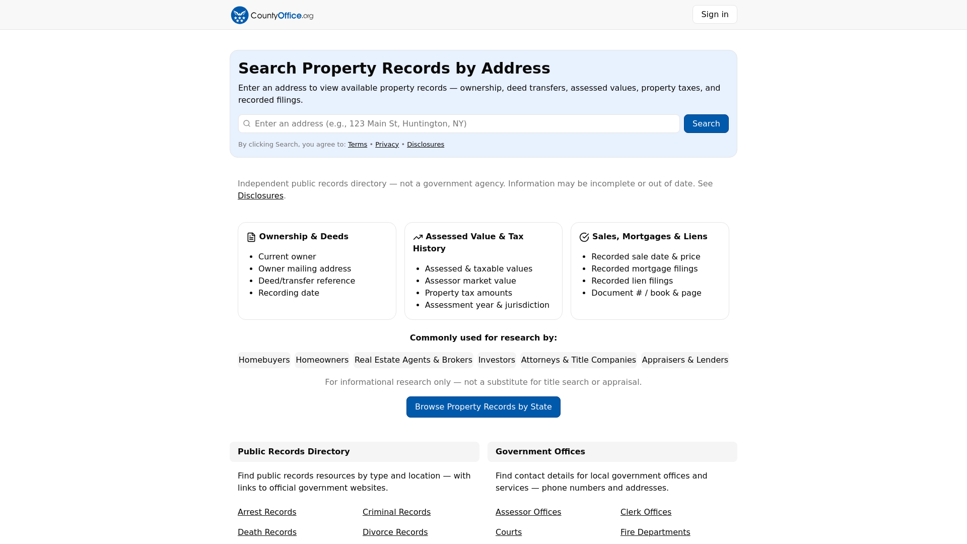 website screenshot of https://countyofficecentral.com/