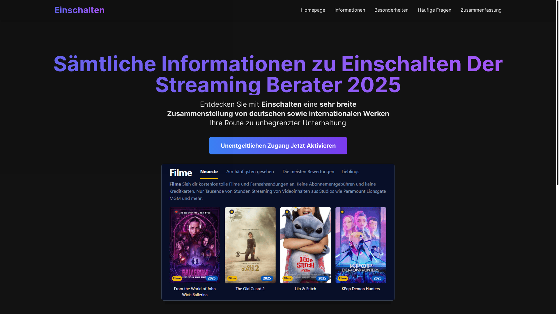 website screenshot of https://einschalten-c3e6.pages.dev/