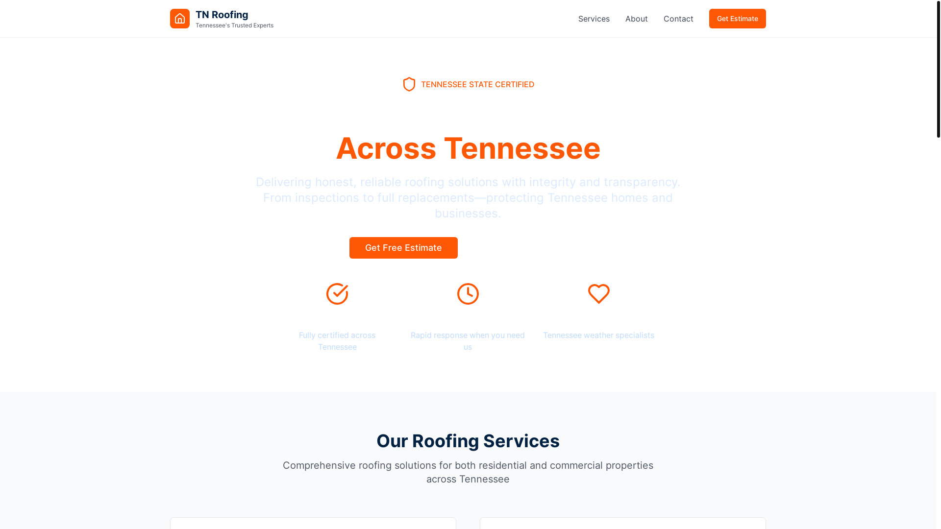 website screenshot of https://trusttnroofing.com/