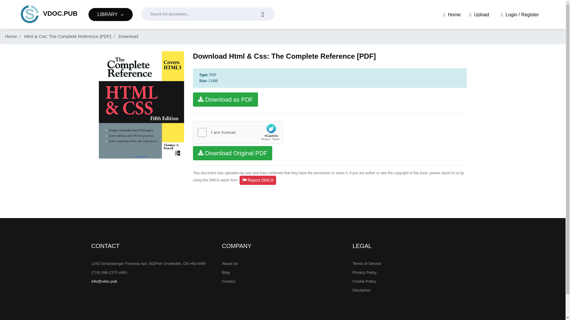website screenshot of https://vdoc.pub/download/html-css-the-complete-reference-4q0kr50u7lf0