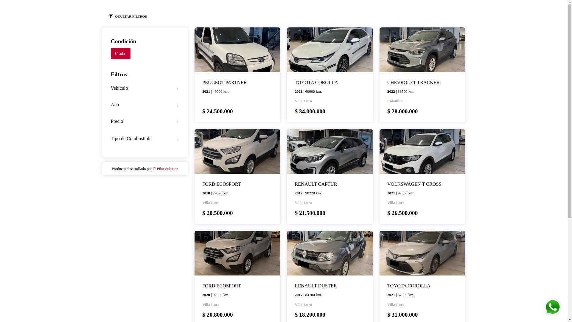 website screenshot of https://caballitocars.plugin-stock.pilotcrm.io/