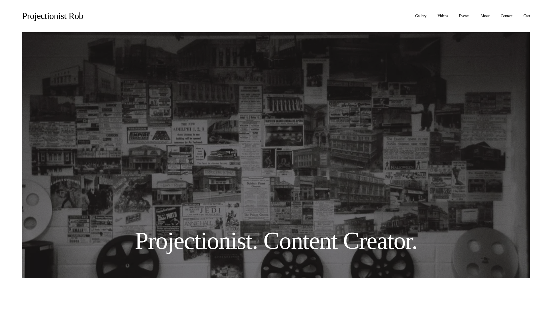 website screenshot of https://projectionistrob.com/