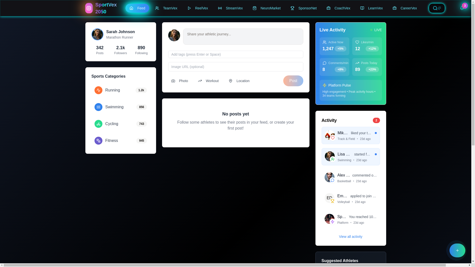 website screenshot of https://sportsvex.com/