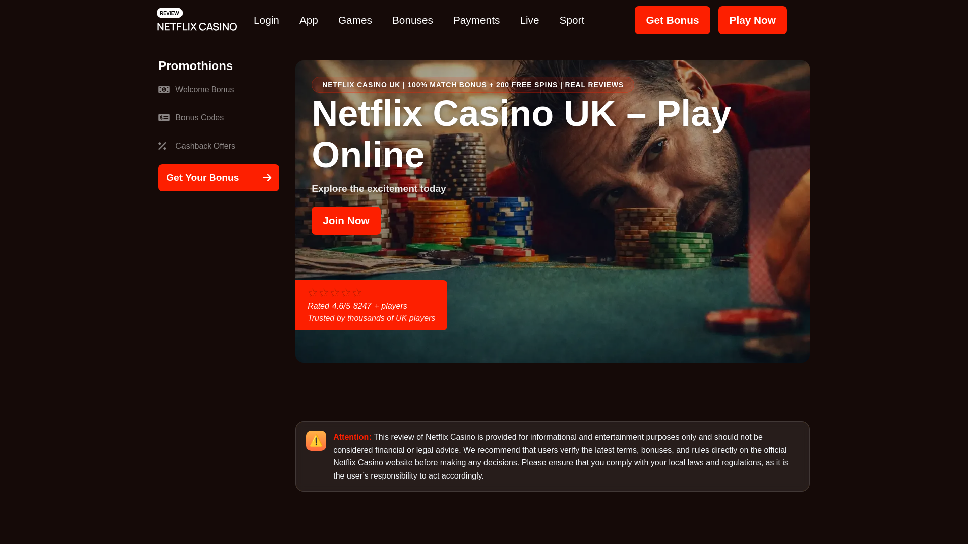 website screenshot of https://netflix-casino.com/