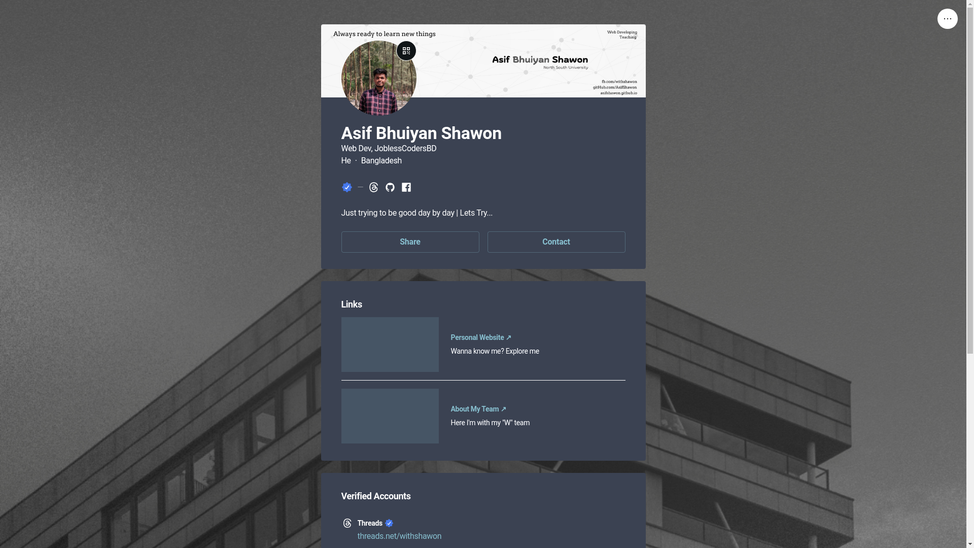 website screenshot of https://asifbhuiyanshawon.bio/