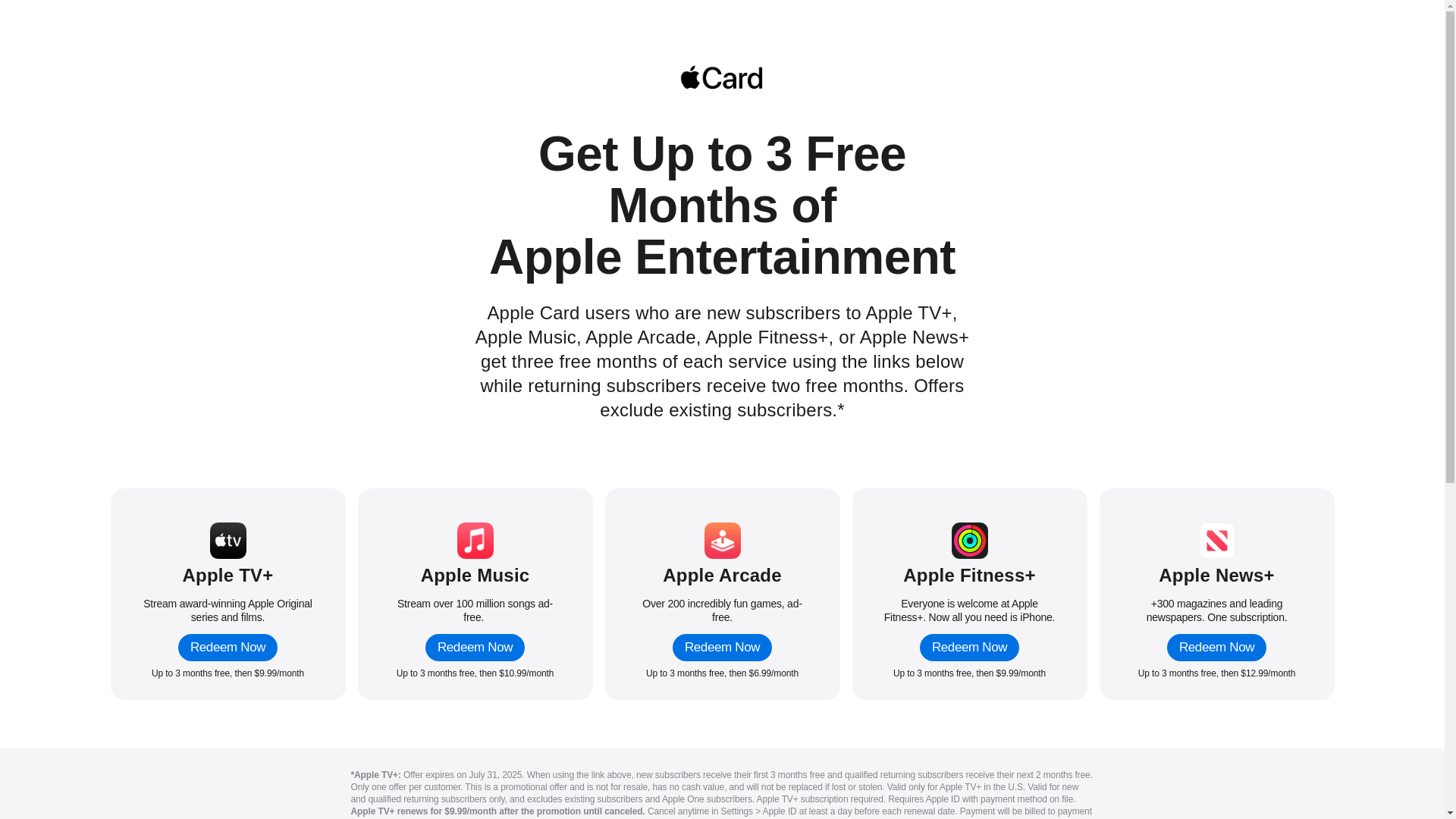 website screenshot of https://redeem.services.apple/card-apple-entertainment-offer-1-2025