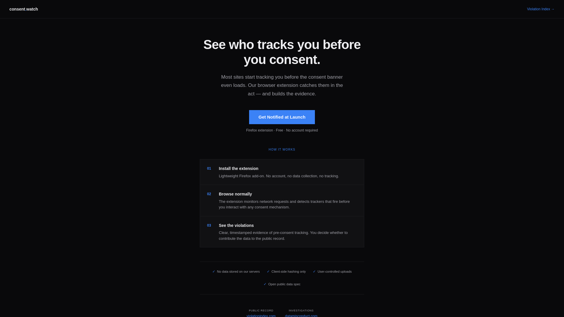website screenshot of https://consent.watch/