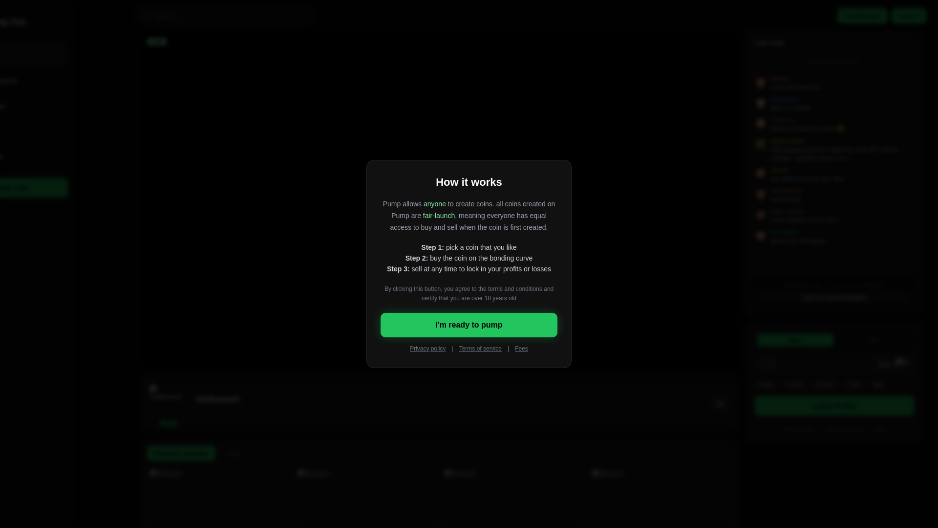 website screenshot of https://pump-fees.live