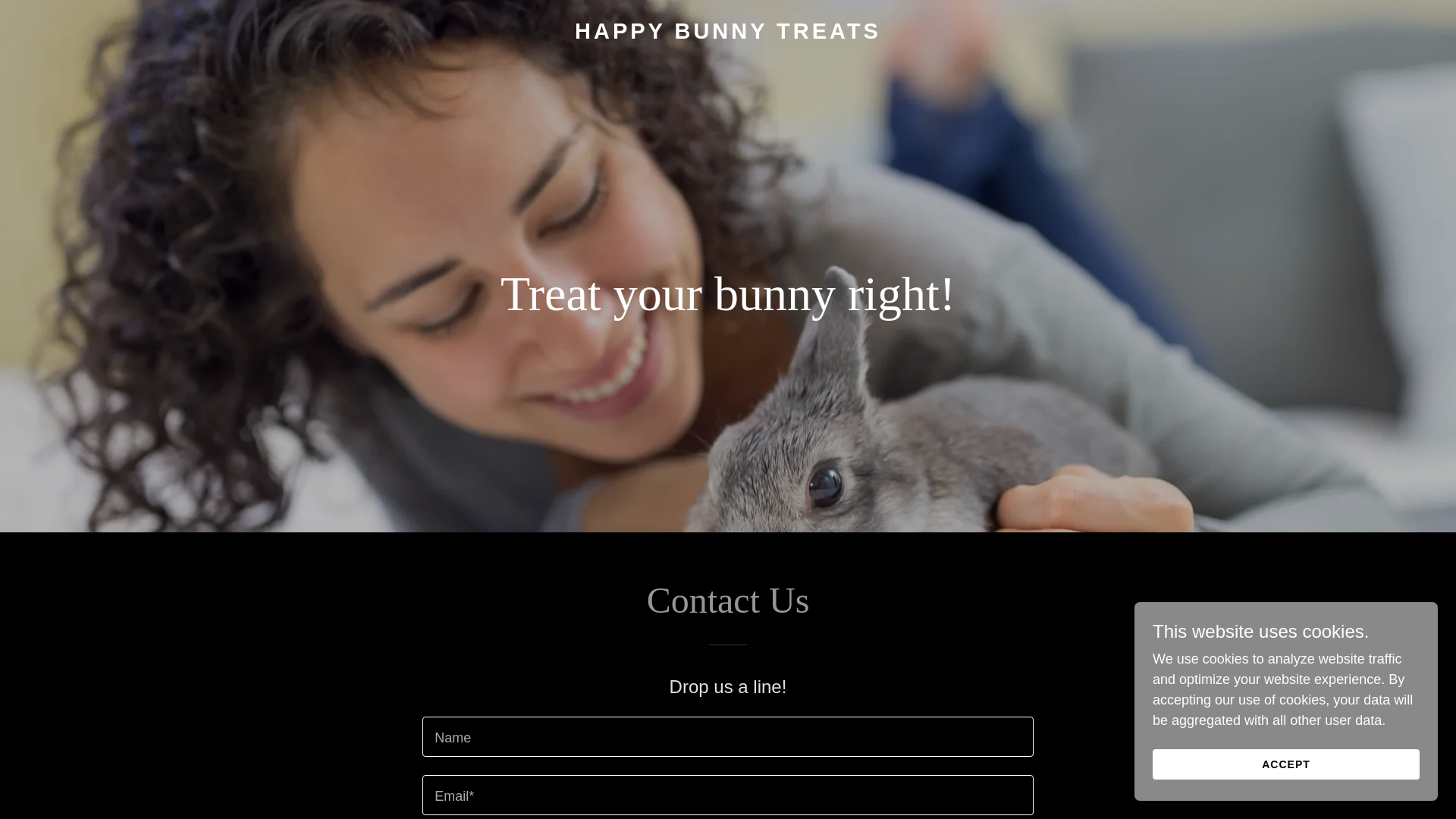 website screenshot of https://happybunnytreats.com