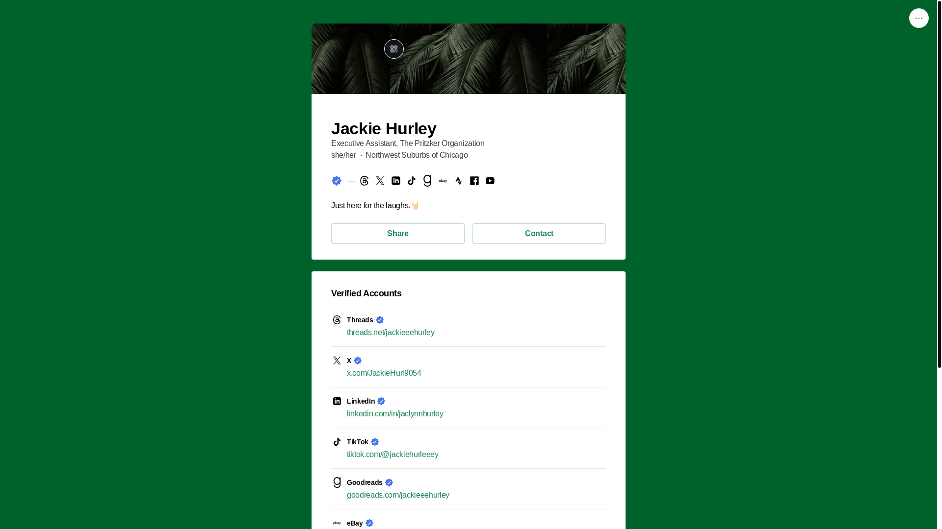website screenshot of https://jackieeehurley.rocks/