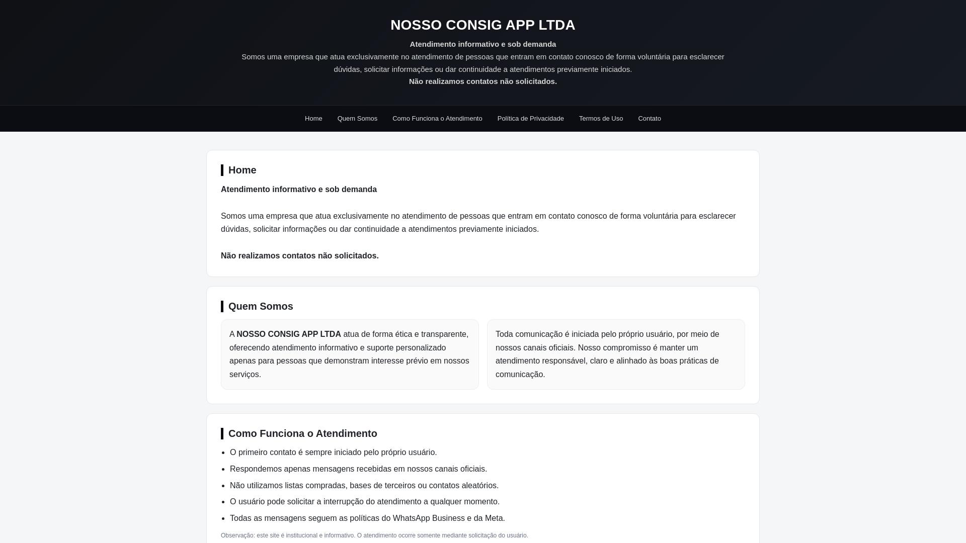 website screenshot of https://nossoconsigappltda.pages.dev/