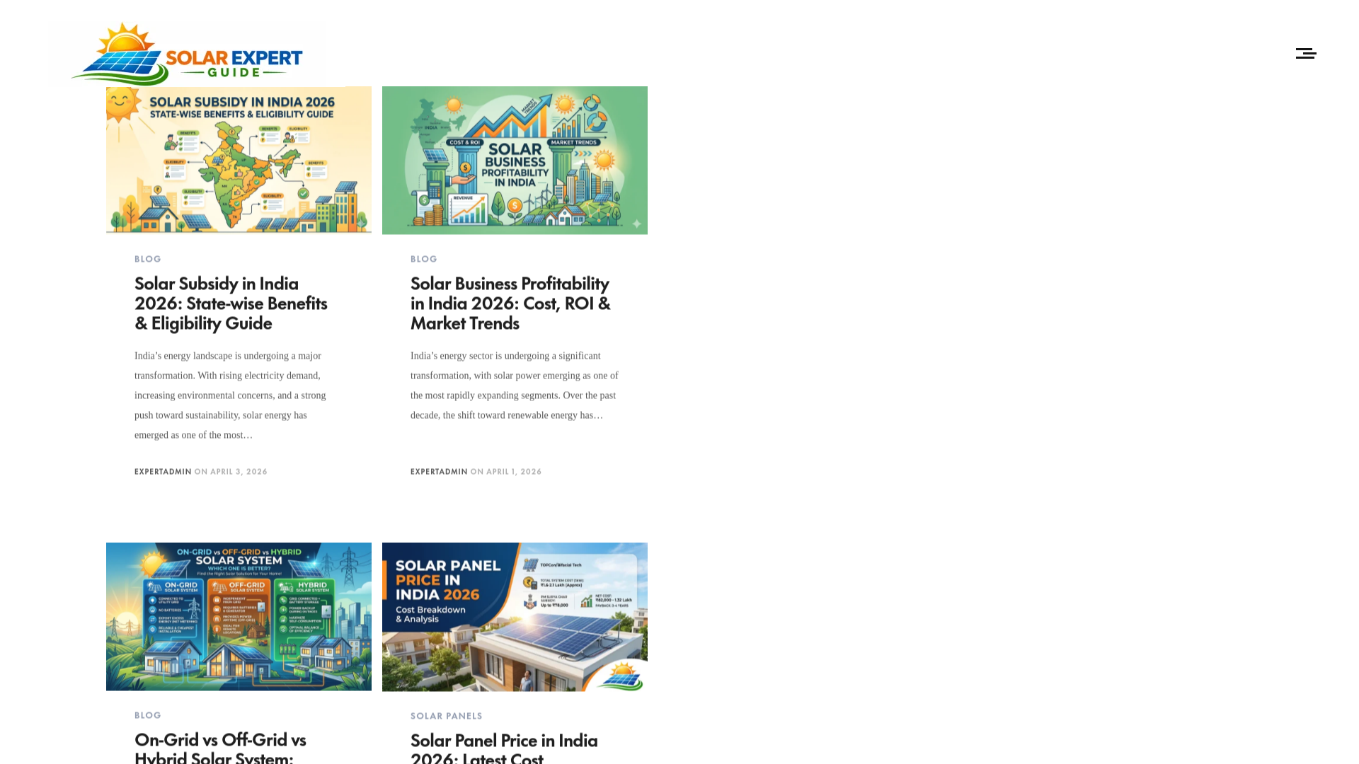 website screenshot of https://solarexpertguide.com