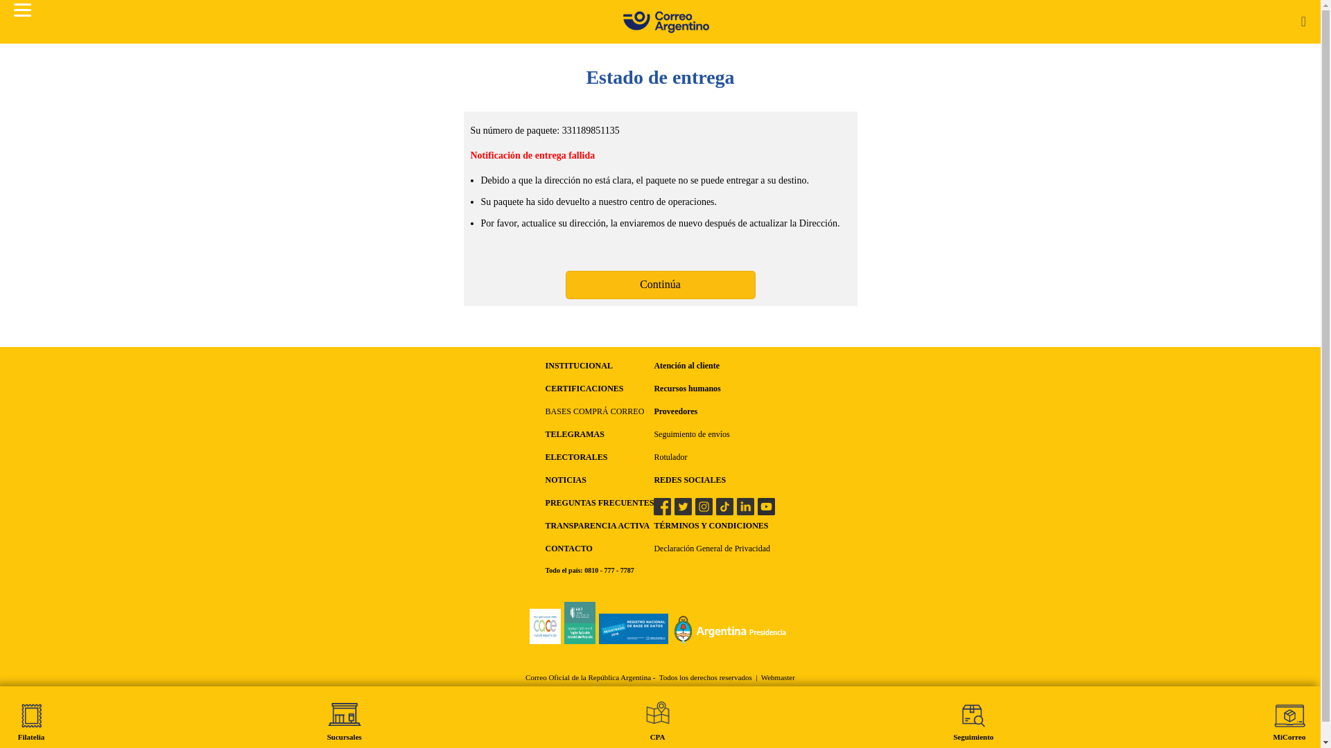 website screenshot of https://correoargentino-comarr.top/