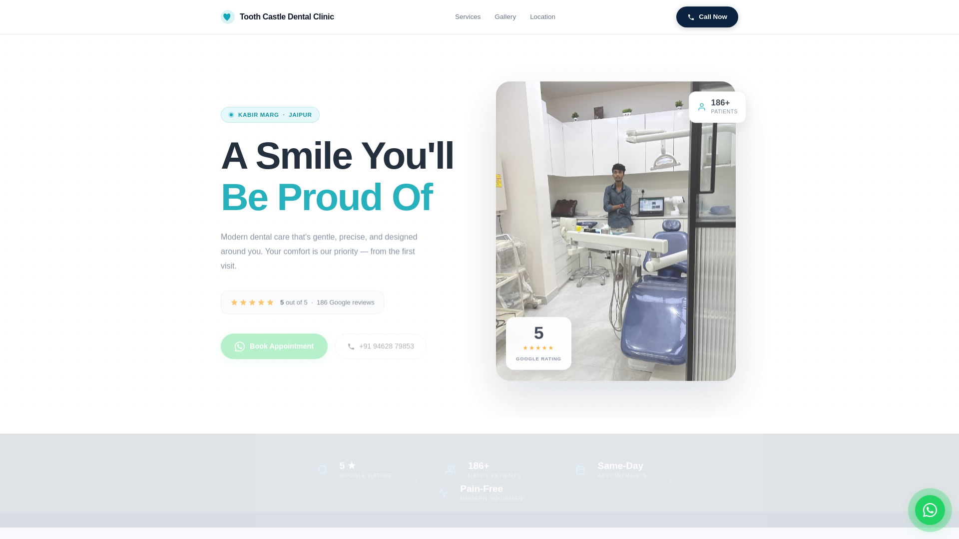 website screenshot of https://tooth-castle-dental-clinic-jaipur.pages.dev/