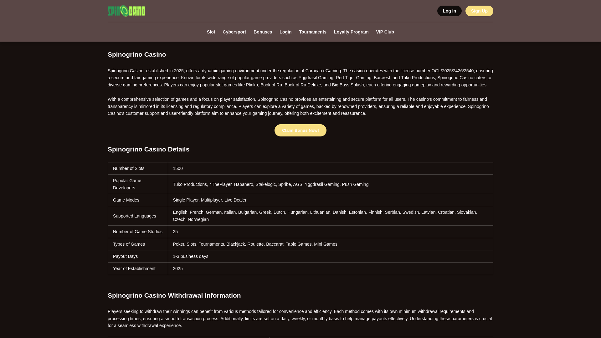 website screenshot of https://spinogrino-casino.pages.dev/