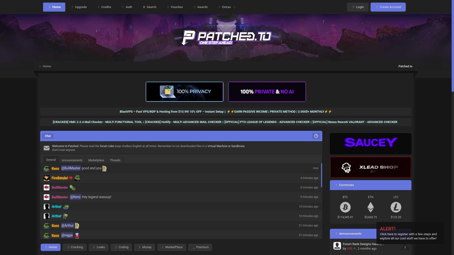 website screenshot of https://patched.to/