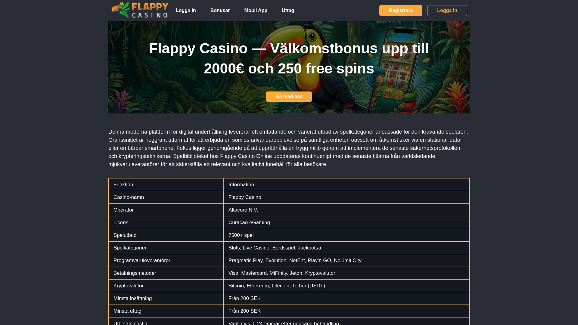 website screenshot of https://flappycasino-app.pages.dev/