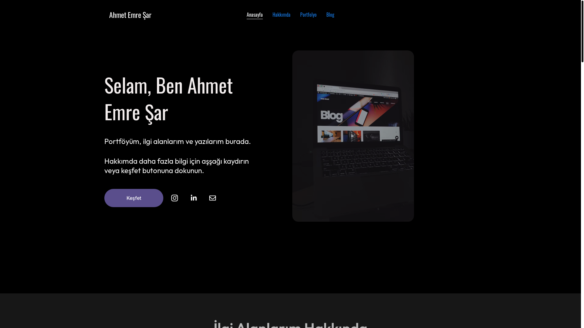 website screenshot of https://ahmetemresar.com/