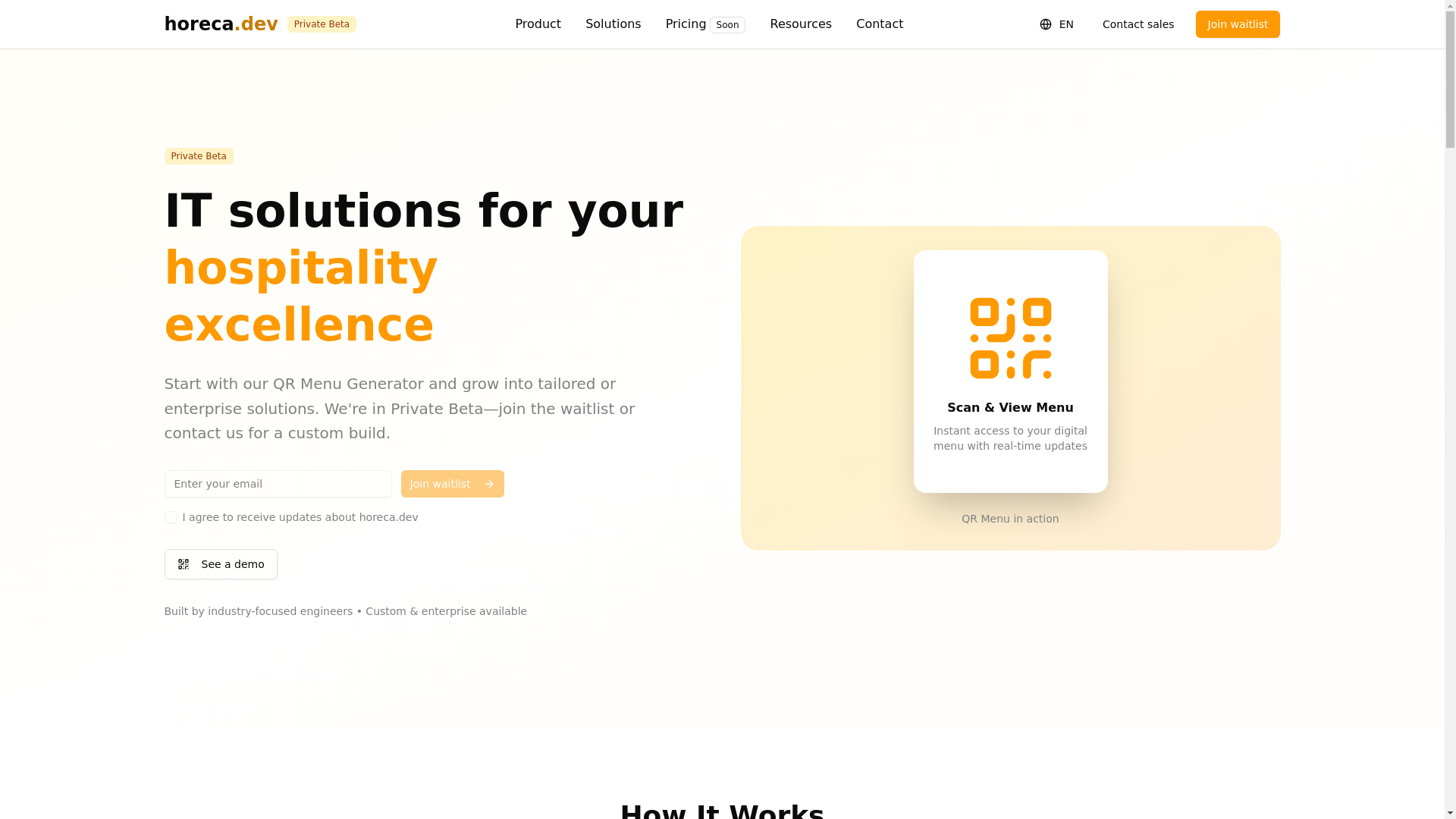 website screenshot of https://horeca-landing.pages.dev/