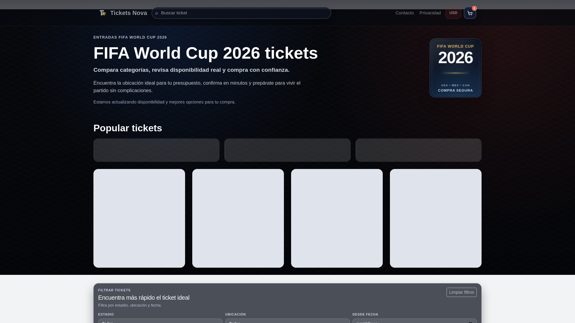 website screenshot of https://ticketsnova.com/