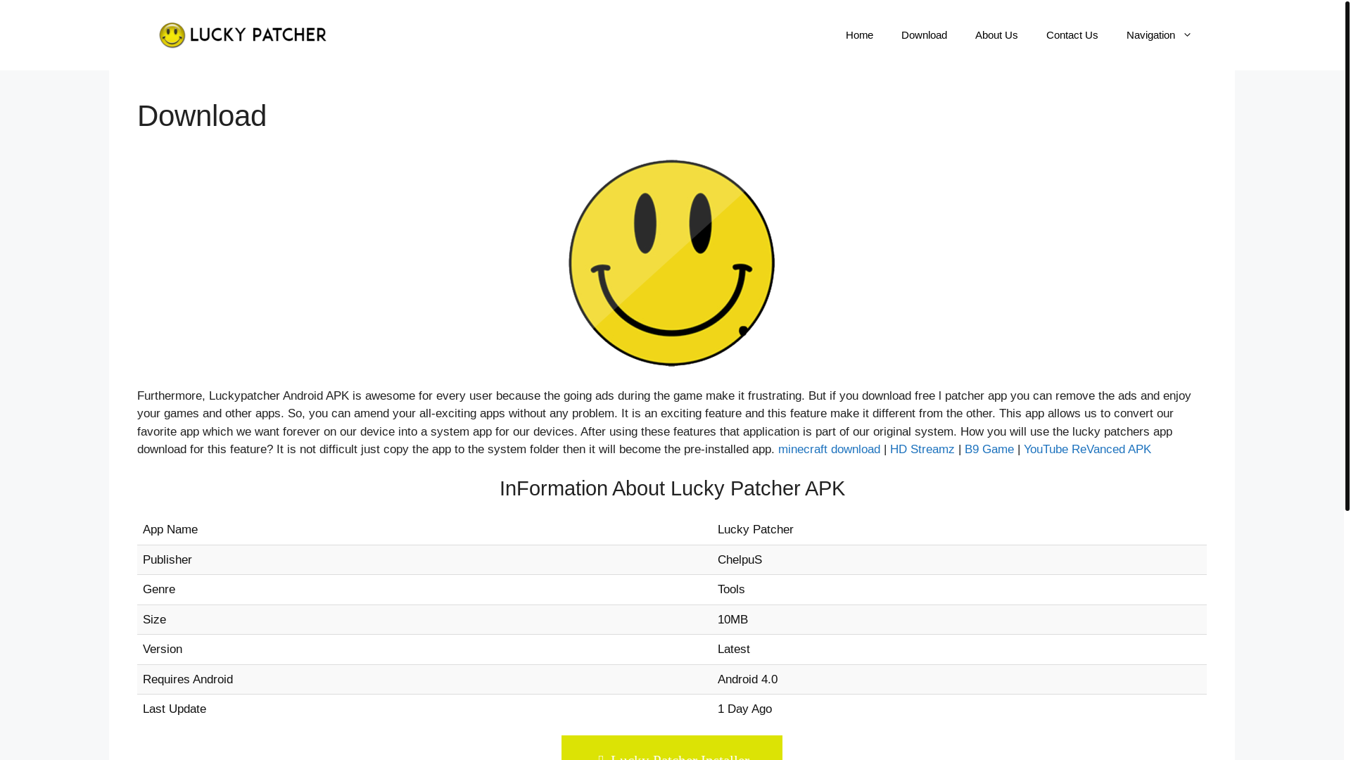 website screenshot of https://luckypatchers.me/download/