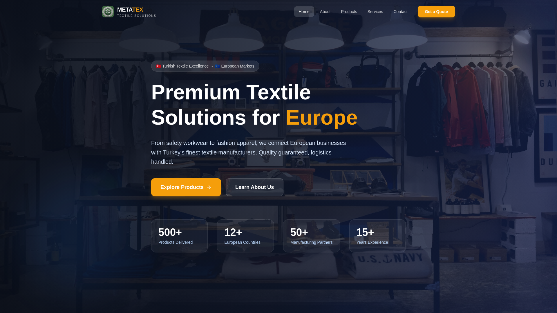 website screenshot of https://metatex.tech