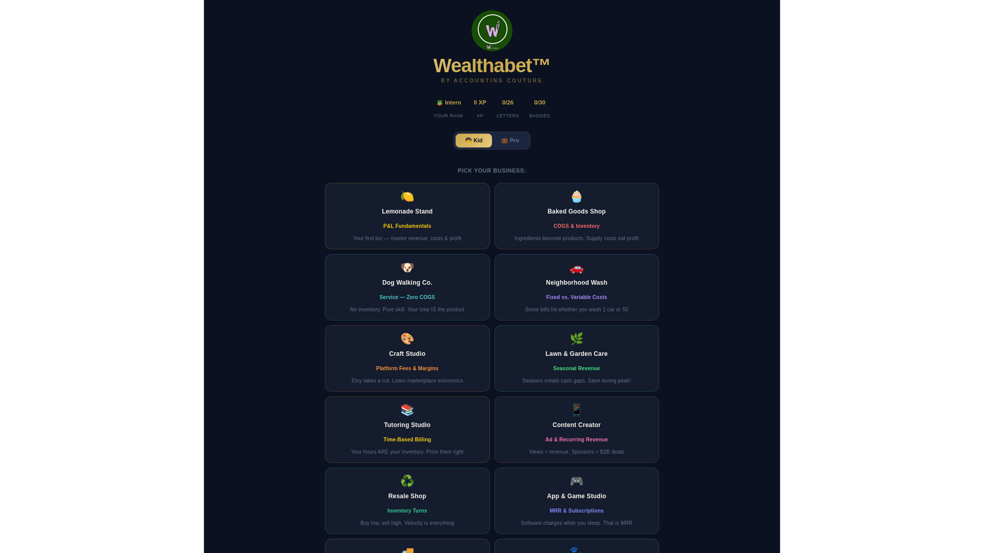 website screenshot of https://wealthabet.app