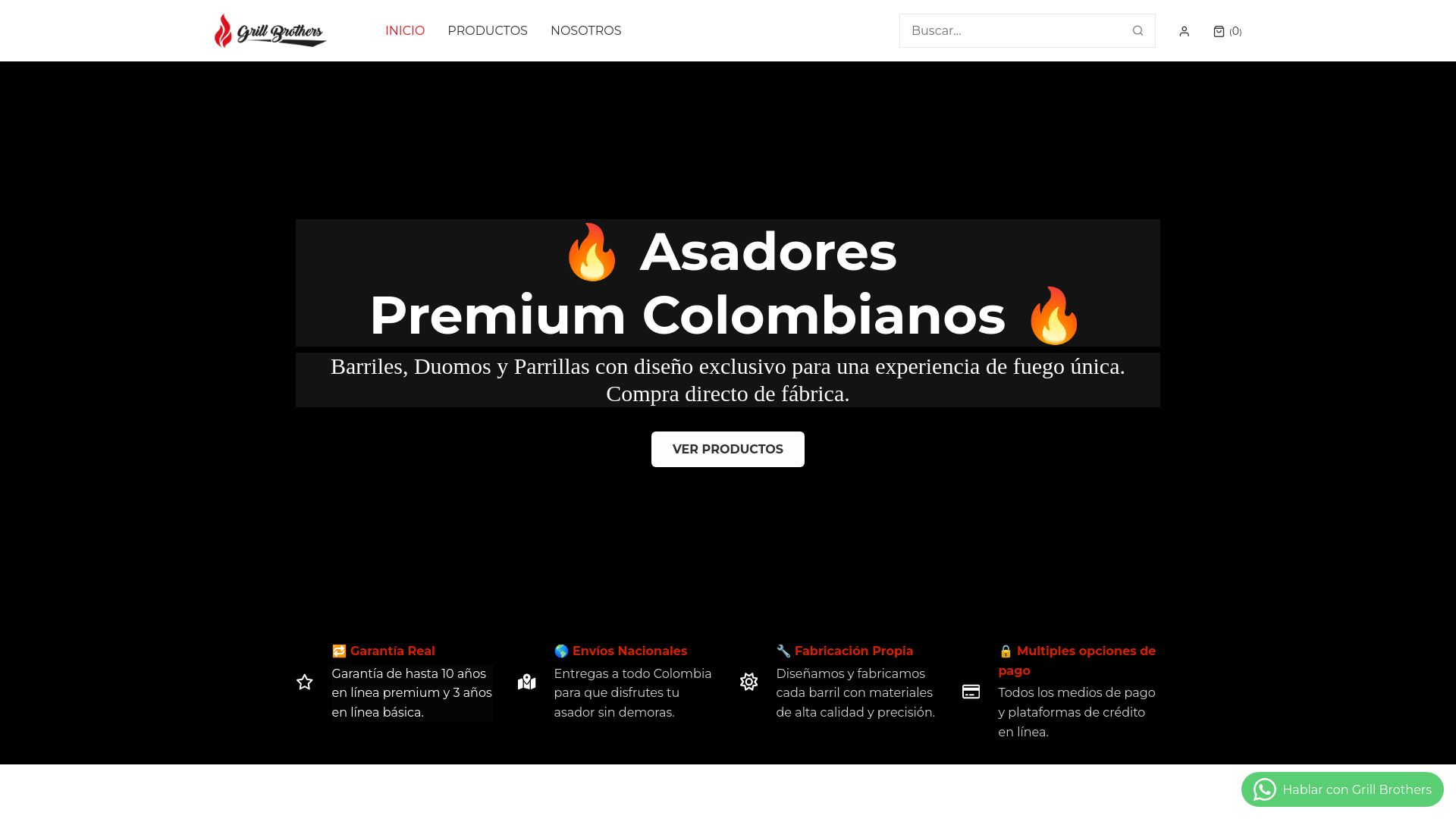 website screenshot of https://grillbrothers.com.co